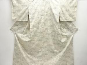 アンティーク　草葉模様織り出し手織り紬着物